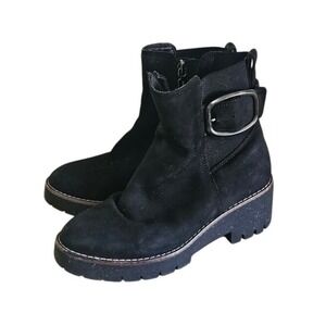 Blondo Dahlia Ankle Boots Women Size 6 Black Block Heel Buckle - BROKEN ZIPPER